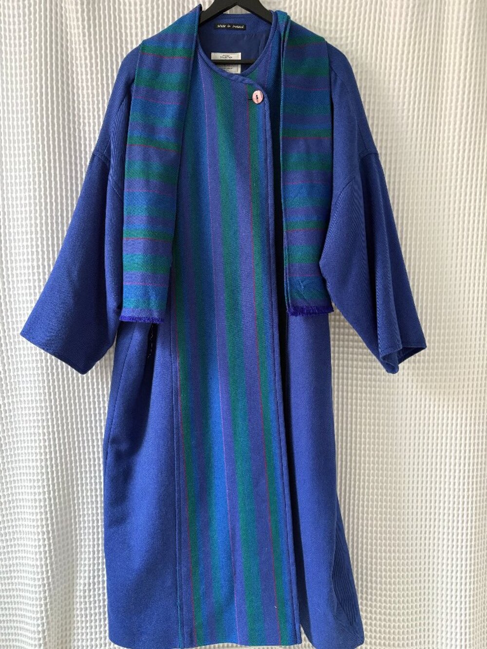 Vtg Avoca Collection cobalt wool blanket coat women's L made in Ireland [READ]